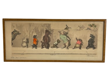 Boris O'Klein "Sus Aux Curieux" Dirty Dogs of Paris Original Lithograph Pencil Signed