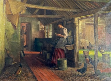 Antique Oil on Canvas Painting Signed and Dated Lower Left 1890