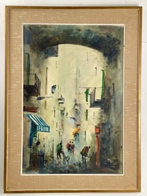 Watercolor on Paper Painting Signed Diaz on Bottom