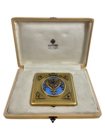 Faberge Silver Gold Diamond Enamel Presentation Cigarette Case