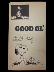 Charles Schulz Hand Drawn Snoopy Sketch with Signature