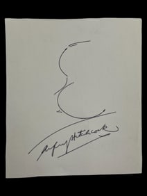 Alfred Hitchcock Cut Signature with Sketch