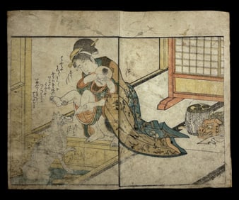 Antique Japanese Edo Period Erotic Nude Woodblock Prints