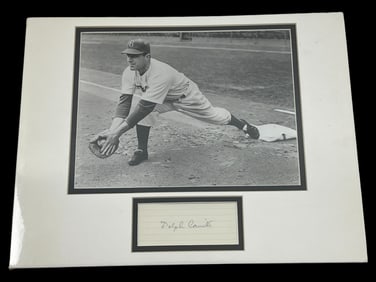 Dolph Camilli B&W Photograph with Cut Signature