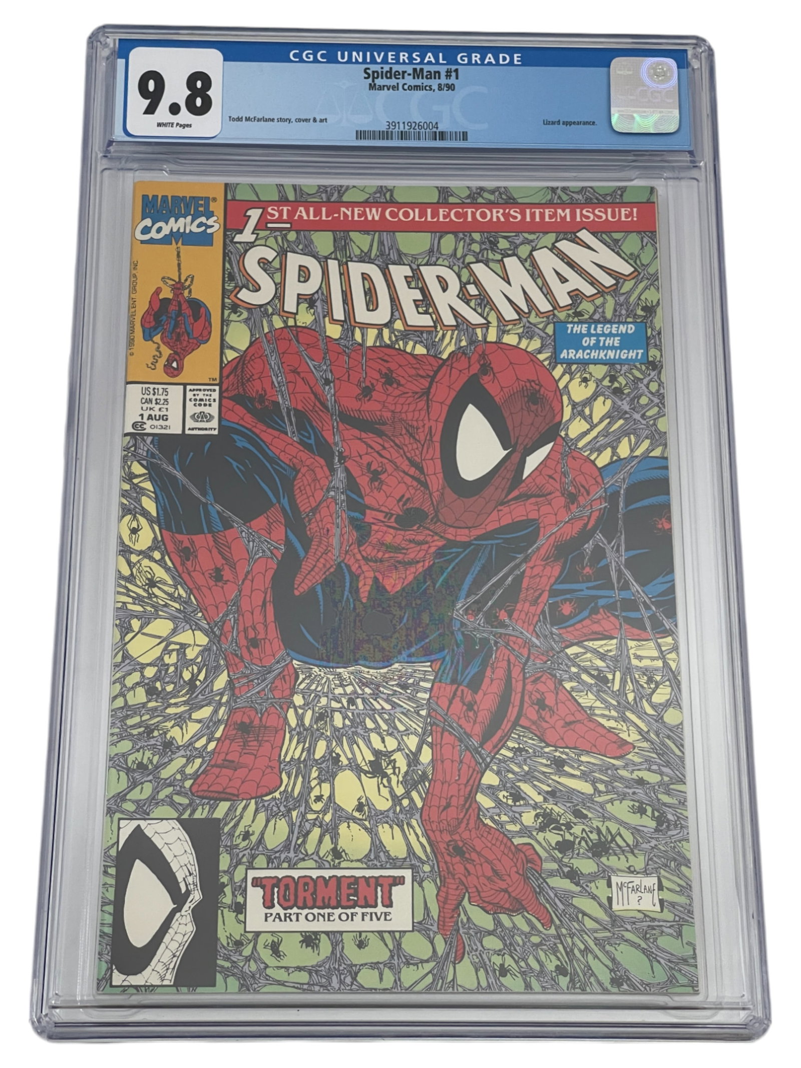 Spider-Man #1 (1990) CGC 9.8 Todd McFarlane Green Cover NM Marvel: Spider-Man #1 (1990) CGC 9.8 Todd McFarlane Green Cover NM Marvel