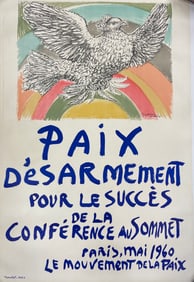 PABLO PICASSO Paix Disarmement-Peace, 1960 Lithograph Poster
