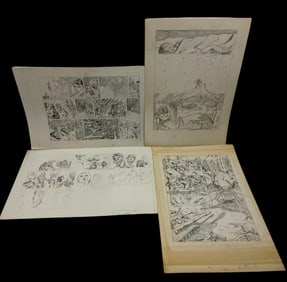 Vintage Comic Book Art Hand Drawing Pencil Sketch Story Board lot 4
