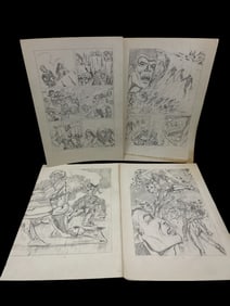 Vintage Comic Book Art Hand Drawing Pencil Sketch Story Board lot 5