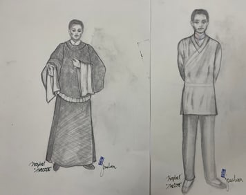 THE CODE Movie Costume Design Sketch Hand Drawing Signed by Judy Truchan lot 2