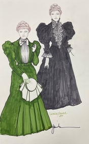 A Will of their Own movie costume design sketch drawing signed by Judy Truchan