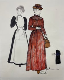 A Will of their Own movie costume design sketch drawing signed by Judy Truchan