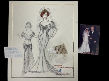 General Hospital movie costume design sketch drawing signed by Judy Truchan
