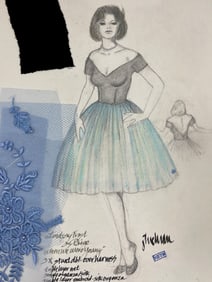 When we were Young movie costume design sketch drawing signed by Judy Truchan