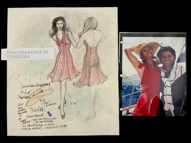 The Disappearance of Christina movie costume design sketch drawing signed by Judy Truchan