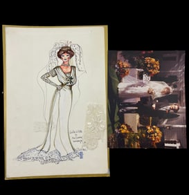 Quincy M.E. movie costume design sketch drawing signed by Judy Truchan