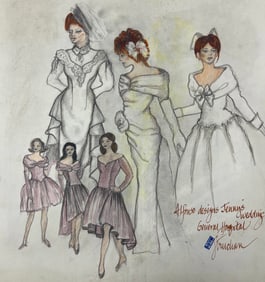 General Hospital movie costume design sketch drawing signed by Judy Truchan