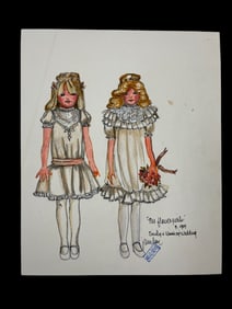 Quincy M.E. movie costume design sketch drawing signed by Judy Truchan