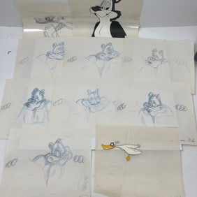 VINTAGE ANIMATION CEL CARTOON PRODUCTION AND DRAWING LOT 10