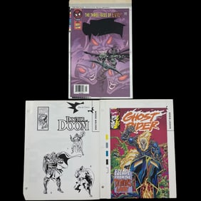 Comic Book Print Proof ART DOCTOR DOOM, GHOST RIDER FACE OF EVIL LOT 3