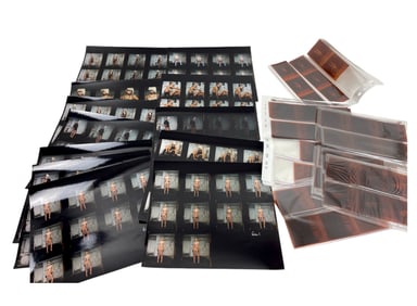 Vintage Photo European French English Model fashion photographer Contact Sheet with negative Pinup