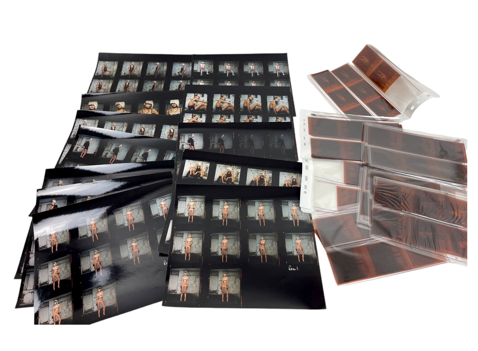 Vintage Photo European French English Model fashion photographer Contact Sheet with negative Pinup (1 of 3)