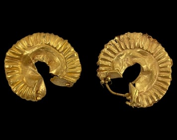 Achaemenid Ancient Persian 23k Gold Ear Rings Earings 6th 5th BC