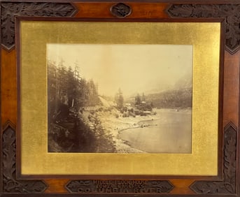 Carleton Watkins - Middle Block House, Lower Cascades, Columbia River Albumen Print in Frame