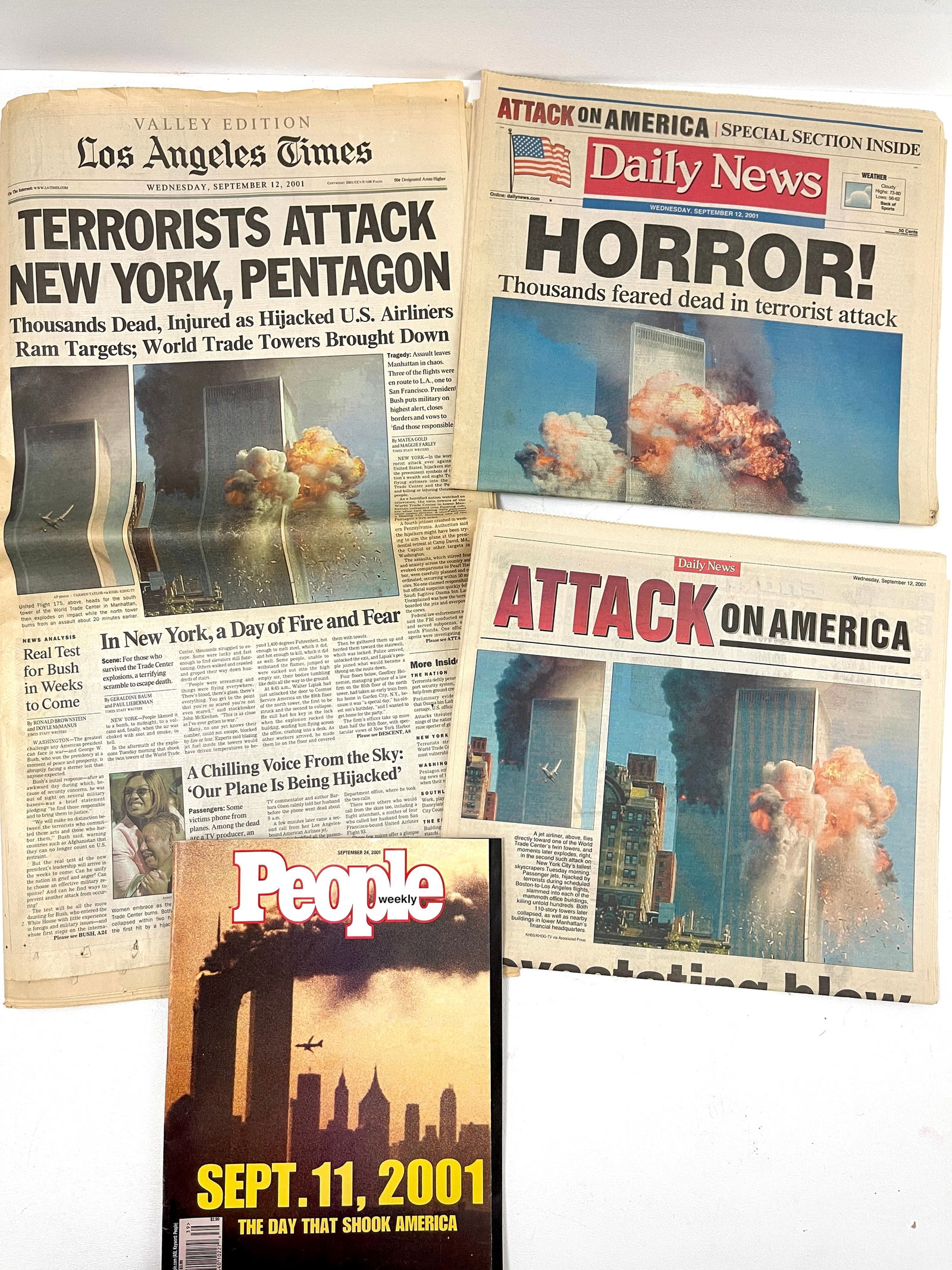 LA Times and Daily News 9/11 Attack Newspapers