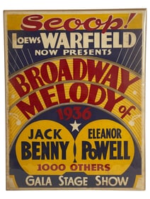 Loews Warfield Broadway 1936 Jack Benny and Eleanor Powell Poster
