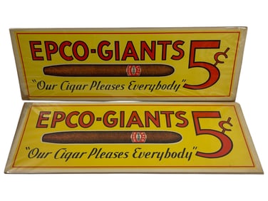Vintage Epco Giants Lithograph Posters "Our Cigar Pleases Everybody"