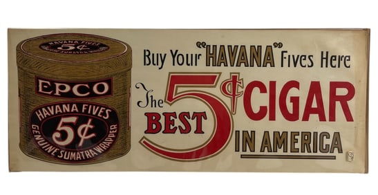 Epco Havana Fives Cigar Vintage Original Lithograph Poster
