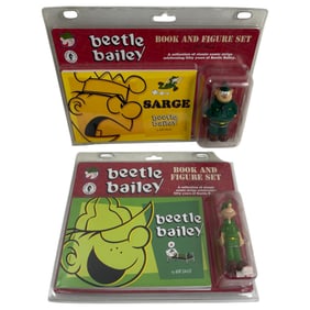 Vintage Beetle Bailey and Sarge NIB Book and Figure Set
