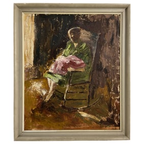 Vivian Williams - Rocking Chair Madonna Oil on Canvas Painting