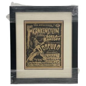 Vintage Original Frankenstein And Dracula Double Feature Advertising Movie Theater Poster