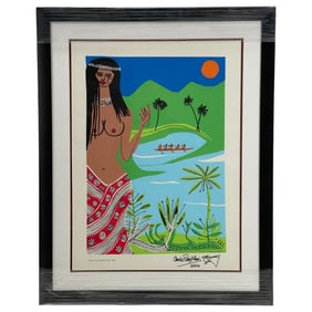 Carlos Paez Vilaro 1990 Tahiti, Original Hand, Signed Sketched And Dated Lithograph Poster