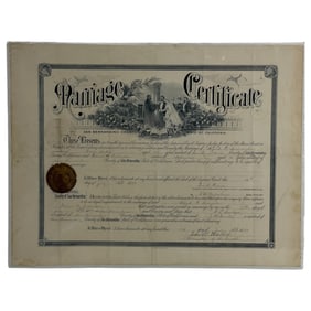 Vintage San Bernardino County California 1889 Marriage Certificate