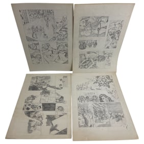 Vintage Comic Book Art Hand Drawing Pencil Sketch Story Board lot 4