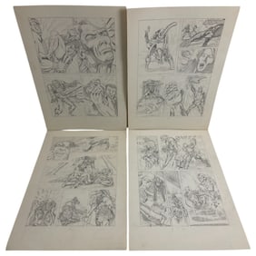 Vintage Comic Book Art Hand Drawing Pencil Sketch Story Board lot 4