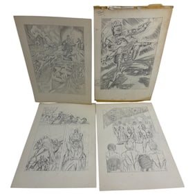 Vintage Comic Book Art Hand Drawing Pencil Sketch Story Board lot 4