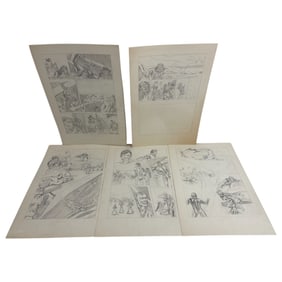 Vintage Comic Book Art Hand Drawing Pencil Sketch Story Board lot 4