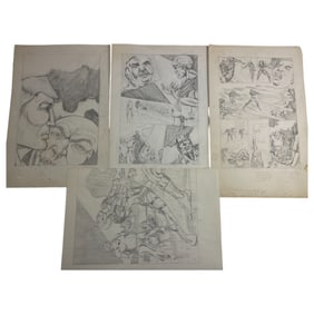 Vintage Comic Book Art Hand Drawing Pencil Sketch Story Board lot 4