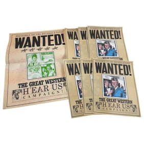 Vintage Wanted CBS Records Music Poster Fabulous Poodles The Great Western Campain