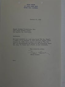 Frank Henry Loesser Typed Letter Signed Song Pet Me Poppa Guys and Dolls (Film)