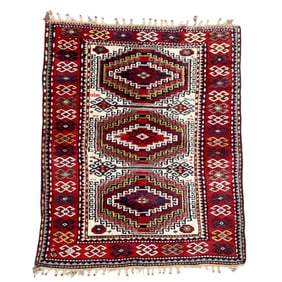 Antique Tribal Caucasian Borchalou Kazak Rug Hand Made