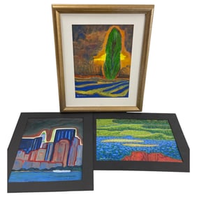 LUCETTE BOURDIN (20TH CENTURY): THREE WORKS Gouache Watercolor on Paper