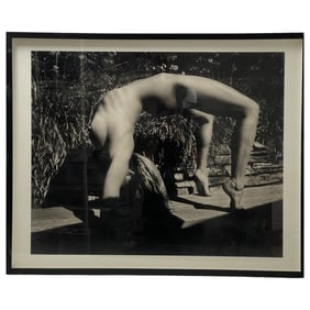 Vintage Nude Woman Yoga Photo Print Three Boys From Pasadena Helmut Newton