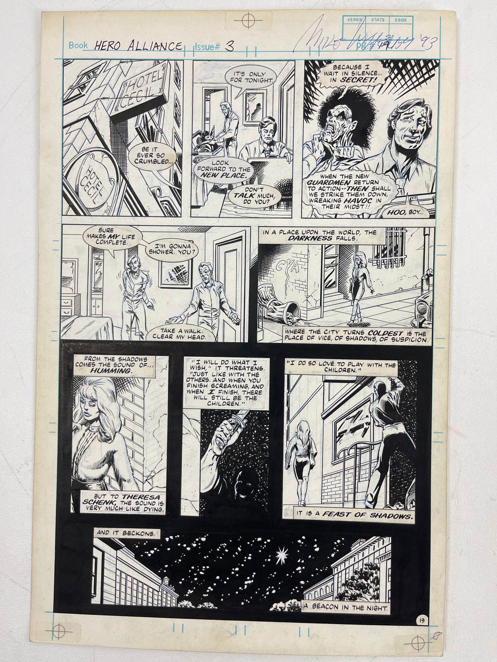 Hero Alliance Original Comic Book Art Drawing Issue Issue # 3 Signed by Artist (1 of 6)