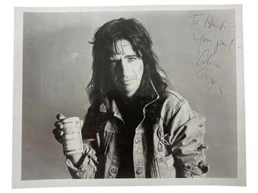 Alice Cooper Signed 8 x 10 B & W Autograph Photo