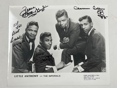 Little Anthony and The Whailers Signed 8 x 10 B & W Autograph Photo