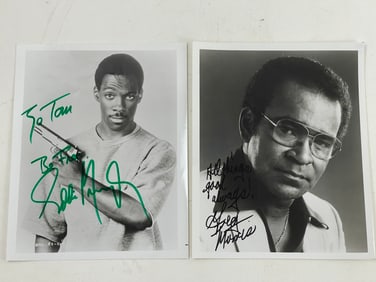Eddie Murphy & Greg Morris Signed 8 x 10 B & W Autograph Photo